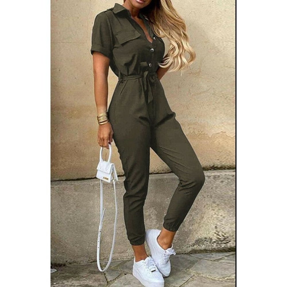 Belted Jumpsuit Cargo Trousers